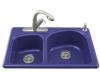 Kohler Woodfield K-5805-2-30 Iron Cobalt Self-Rimming Kitchen Sink with Two-Hole Faucet Drilling
