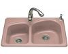 Kohler Woodfield K-5805-2-45 Wild Rose Self-Rimming Kitchen Sink with Two-Hole Faucet Drilling