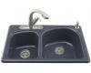 Kohler Woodfield K-5805-2-52 Navy Self-Rimming Kitchen Sink with Two-Hole Faucet Drilling