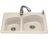 Kohler Woodfield K-5805-2-55 Innocent Blush Self-Rimming Kitchen Sink with Two-Hole Faucet Drilling