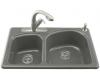 Kohler Woodfield K-5805-2-58 Thunder Grey Self-Rimming Kitchen Sink with Two-Hole Faucet Drilling