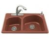 Kohler Woodfield K-5805-2-R1 Roussillon Red Self-Rimming Kitchen Sink with Two-Hole Faucet Drilling