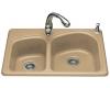 Kohler Woodfield K-5805-4-33 Mexican Sand Self-Rimming Kitchen Sink with Four-Hole Faucet Drilling