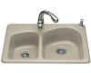 Kohler Woodfield K-5805-4-G9 Sandbar Self-Rimming Kitchen Sink with Four-Hole Faucet Drilling