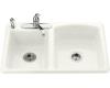 Kohler Ashland K-5809-3-0 White Self-Rimming Kitchen Sink with Three-Hole Faucet Drilling
