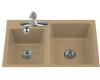 Kohler Clarity K-5814-3-33 Mexican Sand Tile-In Kitchen Sink with Three-Hole Faucet Drilling