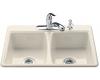 Kohler Deerfield K-5815-2-47 Almond Self-Rimming Kitchen Sink with Two-Hole Faucet Drilling