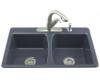 Kohler Deerfield K-5815-2-52 Navy Self-Rimming Kitchen Sink with Two-Hole Faucet Drilling