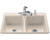 Kohler Deerfield K-5815-2-55 Innocent Blush Self-Rimming Kitchen Sink with Two-Hole Faucet Drilling