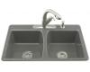 Kohler Deerfield K-5815-2-58 Thunder Grey Self-Rimming Kitchen Sink with Two-Hole Faucet Drilling
