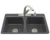 Kohler Deerfield K-5815-2-7 Black Black Self-Rimming Kitchen Sink with Two-Hole Faucet Drilling