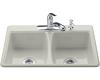 Kohler Deerfield K-5815-2-95 Ice Grey Self-Rimming Kitchen Sink with Two-Hole Faucet Drilling