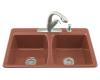 Kohler Deerfield K-5815-2-R1 Roussillon Red Self-Rimming Kitchen Sink with Two-Hole Faucet Drilling