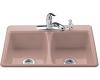 Kohler Deerfield K-5815-3-45 Wild Rose Self-Rimming Kitchen Sink with Three-Hole Faucet Drilling