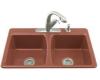 Kohler Deerfield K-5815-3-R1 Roussillon Red Self-Rimming Kitchen Sink with Three-Hole Faucet Drilling