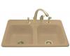 Kohler Delafield K-5817-3-33 Mexican Sand Self-Rimming Kitchen Sink with Three-Hole Faucet Drilling