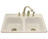 Kohler Delafield K-5817-5-47 Almond Self-Rimming Kitchen Sink with Five-Hole Centers