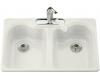 Kohler Hartland K-5823-3-0 White Self-Rimming Kitchen Sink with Three-Hole Faucet Drilling