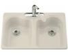 Kohler Hartland K-5823-3-47 Almond Self-Rimming Kitchen Sink with Three-Hole Faucet Drilling