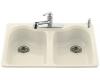 Kohler Hartland K-5823-4-47 Almond Self-Rimming Kitchen Sink with Four-Hole Faucet Drilling