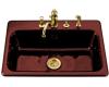 Kohler Bakersfield K-5832-3-R1 Roussillon Red Self-Rimming Kitchen Sink with Three-Hole Faucet Drilling