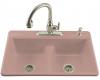 Kohler Deerfield K-5838-2-45 Wild Rose Smart Divide Self-Rimming Kitchen Sink with Double Equal Basins and Two-Hole Faucet Drilling