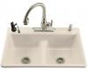 Kohler Deerfield K-5838-3-55 Innocent Blush Smart Divide Self-Rimming Kitchen Sink with Double Equal Basins and Three-Hole Faucet Drilling