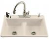 Kohler Deerfield K-5838-3-55 Innocent Blush Smart Divide Self-Rimming Kitchen Sink with Double Equal Basins and Three-Hole Faucet Drilling