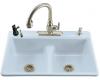 Kohler Deerfield K-5838-3-6 Skylight Smart Divide Self-Rimming Kitchen Sink with Double Equal Basins and Three-Hole Faucet Drilling
