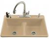 Kohler Deerfield K-5838-5-33 Mexican Sand Smart Divide Self-Rimming Kitchen Sink with Double Equal Basins and Five-Hole Faucet Drilling