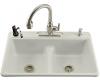 Kohler Deerfield K-5838-5-95 Ice Grey Smart Divide Self-Rimming Kitchen Sink with Double Equal Basins and Five-Hole Faucet Drilling
