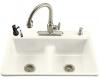 Kohler Deerfield K-5838-5-FD Cane Sugar Smart Divide Self-Rimming Kitchen Sink with Double Equal Basins and Five-Hole Faucet Drilling