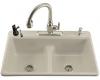 Kohler Deerfield K-5838-5-G9 Sandbar Smart Divide Self-Rimming Kitchen Sink with Double Equal Basins and Five-Hole Faucet Drilling