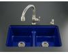 Kohler Deerfield K-5838-7U-30 Iron Cobalt Smart Divide Undercounter Kitchen Sink with Double Equal Basins and Seven-Hole Faucet Drilling