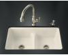 Kohler Deerfield K-5838-7U-47 Almond Smart Divide Undercounter Kitchen Sink with Double Equal Basins and Seven-Hole Faucet Drilling