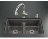 Kohler Deerfield K-5838-7U-58 Thunder Grey Smart Divide Undercounter Kitchen Sink with Double Equal Basins and Seven-Hole Faucet Drilling