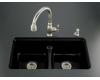 Kohler Deerfield K-5838-7U-7 Black Black Smart Divide Undercounter Kitchen Sink with Double Equal Basins and Seven-Hole Faucet Drilling