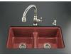 Kohler Deerfield K-5838-7U-R1 Roussillon Red Smart Divide Undercounter Kitchen Sink with Double Equal Basins and Seven-Hole Faucet Drilling