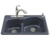 Kohler Woodfield K-5839-2-52 Navy Smart Divide Self-Rimming Kitchen Sink with Medium/Large Basins and Two-Hole Faucet Drilling