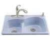 Kohler Woodfield K-5839-2-6 Skylight Smart Divide Self-Rimming Kitchen Sink with Medium/Large Basins and Two-Hole Faucet Drilling