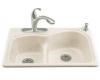 Kohler Woodfield K-5839-2-KA Black 'n Tan Smart Divide Self-Rimming Kitchen Sink with Medium/Large Basins and Two-Hole Faucet Drilling