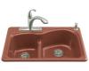 Kohler Woodfield K-5839-2-R1 Roussillon Red Smart Divide Self-Rimming Kitchen Sink with Medium/Large Basins and Two-Hole Faucet Drilling
