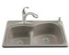 Kohler Woodfield K-5839-4-K4 Cashmere Smart Divide Self-Rimming Kitchen Sink with Large/Medium Basins and Four-Hole Faucet Drilling
