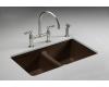 Kohler Anthem K-5840-5U-KA Black 'n Tan Cast Iron Undercounter Sink with Five-Hole Faucet Drilling