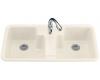Kohler Cantina K-5850-3-47 Almond Self-Rimming Kitchen Sink with Three-Hole Faucet Drilling