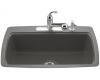 Kohler Cape Dory K-5864-2-58 Thunder Grey Tile-In Kitchen Sink with Two-Hole Faucet Drilling