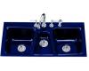 Kohler Trieste K-5893-4-30 Iron Cobalt Tile-In Kitchen Sink with Four-Hole Faucet Drilling