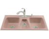 Kohler Trieste K-5893-4-45 Wild Rose Tile-In Kitchen Sink with Four-Hole Faucet Drilling