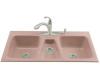 Kohler Trieste K-5893-4-45 Wild Rose Tile-In Kitchen Sink with Four-Hole Faucet Drilling