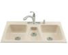 Kohler Trieste K-5893-4-47 Almond Tile-In Kitchen Sink with Four-Hole Faucet Drilling